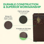 IDZO All Weather Wicker Planter Raised Garden Bed, 24 in Tall Round Rattan Flower Pots, Durable Self-Watering Indoor Outdoor Wicker Planters for Porch Patio Balcony