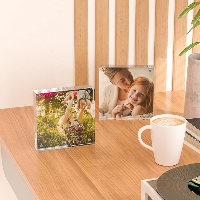 4 Pack Clear Booth Photo Frame 5'' x 5'', Perspex Square Picture Frame, Acrylic Photo Frame for 5x5, 4x4, 3x3 Picture Display, Frameless, UV Protection