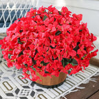 Ivydale Artificial Bougainvillea Flowers for Outdoors Decoration, 4 Bundles Fake Flower UV Resistant Realistic Silk Flowers for Outside, Faux Plants for Planter Patio Porch Home Decor (Red)