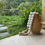 OMISHE Extra Large Wood Bead Garland White with 1.6" Diameter Wooden Beads and Tassels, 41" Long Rustic Farmhouse Country Decorative Beads for Home Tiered Tray Decor, White