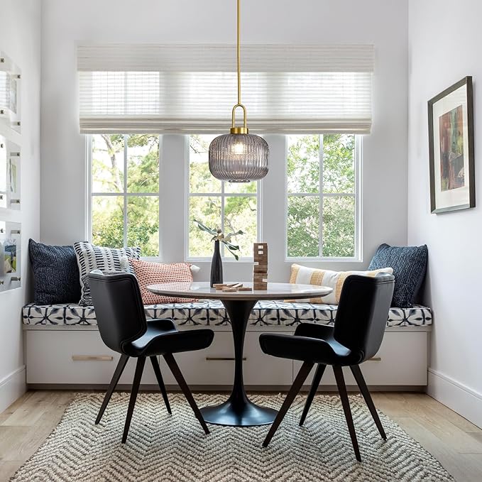 Modern Smoky Gray Glass Pendant Light Fixtures, Mid Century Pendant Lights for Kitchen Island, 9.8" Gold Adjustable Height Ceiling Hanging Light Fixtures for Dining Room Entryway Foyer Hallway