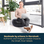 Marrakesh Gallery Genuine Leather Round Pouf Unstuffed - Moroccan Ottoman Footstool, Footrest Cover - Boho Decor - Bohemian Living Room, Bedroom, Kids Room, Gift & Wedding