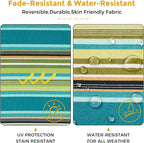 FUNHOME Inflatable Outdoor Ottoman with Air Pump,20"x9" Portable Patio Pouf,Water Resistant,Fade-Resistant,Round Blow Up Footrest Stools for Home Garden Camping Travel(Green Stripe)