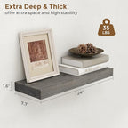 Marsmiles Wood Floating Shelves for Wall - 24 Inch Grey Wood Floating Shelves Set of 2-24 Inch Wide x 7.7 Inch Deep x 1.6 Inch Thick Rustic Wooden Shelves for Room Wall
