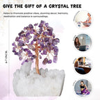 Amethyst Crystal Tree of Life with White Aura Base – Gemstone Tree for Shelf & Home Bedroom Decor – Crystals and Healing Stones, Cute Purple Birthday Gifts & Housewarming Gifts for Women Mom Sister