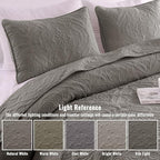Exclusivo Mezcla Twin Quilt Bedding Set with 1 Pillow Sham, Lightweight Grey Twin Size Quilt Bedspread with Vintage Damask Pattern, Soft Bedspreads Coverlets for All Seasons