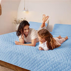 Exclusivo Mezcla Reversible Full Queen Quilt Bedding Set with Pillow Shams, Lightweight Quilts Queen Size, Soft Bedspreads Bed Coverlets for All Seasons - (Sky Blue, 90"x96")