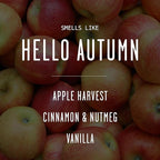 Fall Candles - ‘Hello Autumn’ Soy Fall Candle w/Apple, Cinnamon & Nutmeg I Infused with Essential Oils I Autumn Scented Candles I Cozy Décor Gifts I 9oz Jar I 50Hr Burn I Made in USA