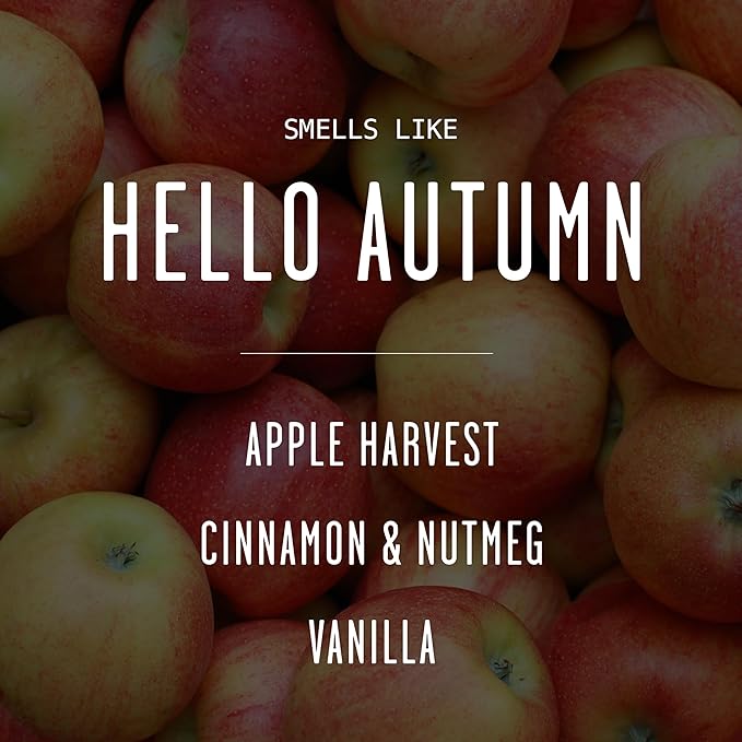 Fall Candles - ‘Hello Autumn’ Soy Fall Candle w/Apple, Cinnamon & Nutmeg I Infused with Essential Oils I Autumn Scented Candles I Cozy Décor Gifts I 9oz Jar I 50Hr Burn I Made in USA