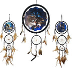 Remorelt Wolf Eagle Bear Dream Catcher Bedroom Wall Decor, Christmas Home Decoration, Room Accessory, White Moon Feather Decoration - Unique Home Craft Wall Pendant (DC04 13Inch Set 3 Mix)