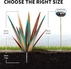 Large Tequila Rustic Sculpture, Rustic Metal Agave Plants for Outdoor, Home Decor Garden Yard Statue (Blue - L (W/Bird Feeder))