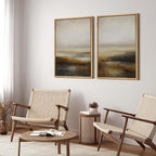 SIGNFORD Framed Canvas Print Wall Art Set Abstract Neutral Landscape Modern Beige and Brown Illustration Modern Art Decorative Nordic Nature for Living Room, Bedroom, Office - 24"x36"x2 Natural