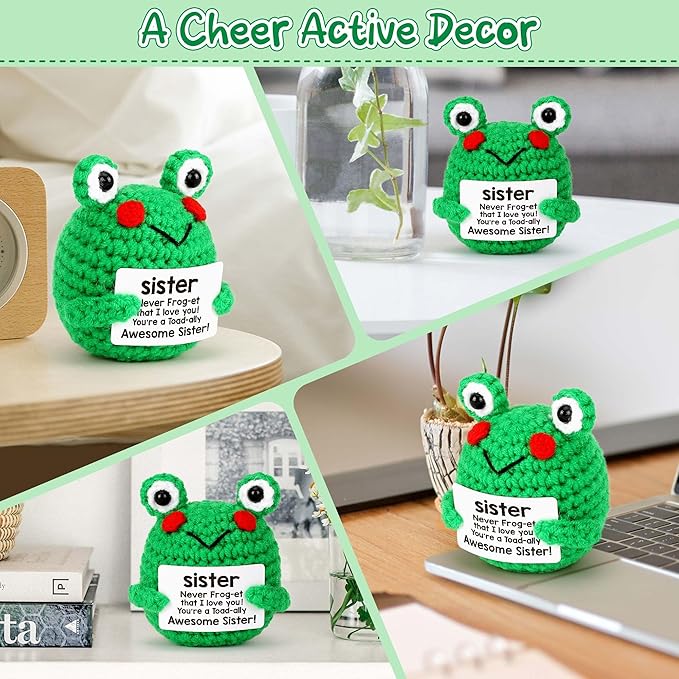 LEJIAJINW Funny Handmade Frog Gifts for Sister Christmas, Best Sister Christmas Birthday Gift, from Brother/Sister, Inspirational Encouragement Frog for Women Friends Bestie, I Love You, Just Because