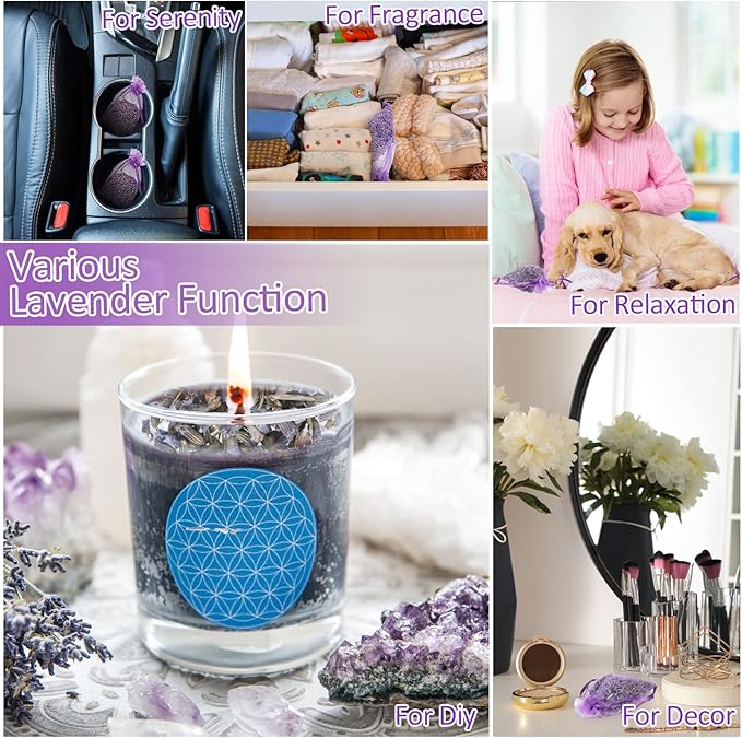 Reginary 120 Pack Lavender Sachets Bags Bulk for Drawers and Closets Home Fragrance Sachet Dried Lavender Flower for Wedding Bridal Shower Favors