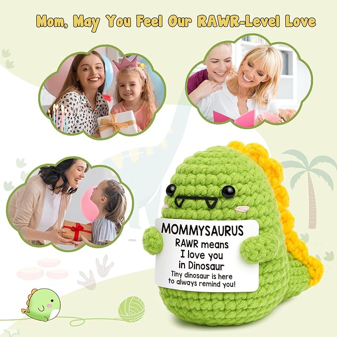 Mini Gifts for Mom Christmas I Love You Mommy Gift Handmade Crochet Dinosaur Mom Gifts for Christmas Birthday Gift for Mama Mother- in- Law New Bonus Step Moms Mother from Daughter Son Husband