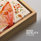 SIGNFORD Framed Canvas Print Wall Art Set Whimsical Butterfly and Florals Colorful Nature Illustration Modern Art Decorative Nordic Nature for Living Room, Bedroom, Office - 16"x24"x2 Natural