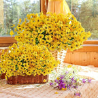 Uieke 72 Bundles Artificial Flowers for Outdoors UV Resistant No Fade Yellow Fake Flowers for Outside Home Garden Porch Window Box Home Spring Summer Décor (Yellow)