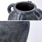 Handmade Flower Vase, 9.8" Tall Terracotta Vase, Vintage Ceramic vase, Rustic Antique Decor with 4 Handles, Wide Mouth, Matte Finish for Home Office Resto Café Décor