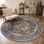 AMOAMI-6FT Round Rug-Rugs for Living Room-Vintage Soft Brick/Brown Rugs for Bedroom-Non Slip Circle Rug-Machine Washable Rug for Dining Room Living Room Bedroom Office Under Table