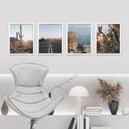 SIGNWIN Framed Cactus Desert Landscape Wall Art, Set of 4 Southwest Texas Arizona Saguaro Wall Decor Prints, Nature Wilderness Wall Décor for Living Room, Bedroom - 11"x14"x 4 White