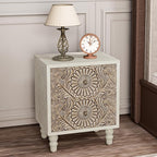 HOMPUS Fully Assembled Nightstand Set 2, 2-Drawer Farmhouse Nightstand Set of 2, Wood Bedside Table with 2 Drawers, Vintage Accent End Table for Living Room, Bedroom, Distress White