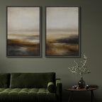 SIGNFORD Framed Canvas Print Wall Art Set Abstract Neutral Landscape Modern Beige and Brown Illustration Modern Art Decorative Nordic Nature for Living Room, Bedroom, Office - 24"x36"x2 Black