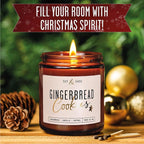 Gingerbread Candle, Christmas Candles Scented – ‘Gingerbread Cookies’ Soy Candle, w/Gingerbread, Cinnamon & Vanilla - Infused with Essential Oils I 9oz, 50Hr, Made in USA