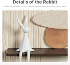 3D Textured Neutral Abstract Wall Art, White and Brown Boho Wall Decor with Rabbit Ornament, Modern Painting Artwork, Minimalist Wall Decor for Living Room Hallway Dining Room Bedroom Office, 24x24 In