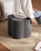 Blissful Diary Flower Pouf Ottoman, Comfy Floral Ottoman for Living Room, Bedroom, Kids Room, Charm Floor Pouf for Home Decor, Full Foam Filling Foot Rest for Couch, Dark Grey