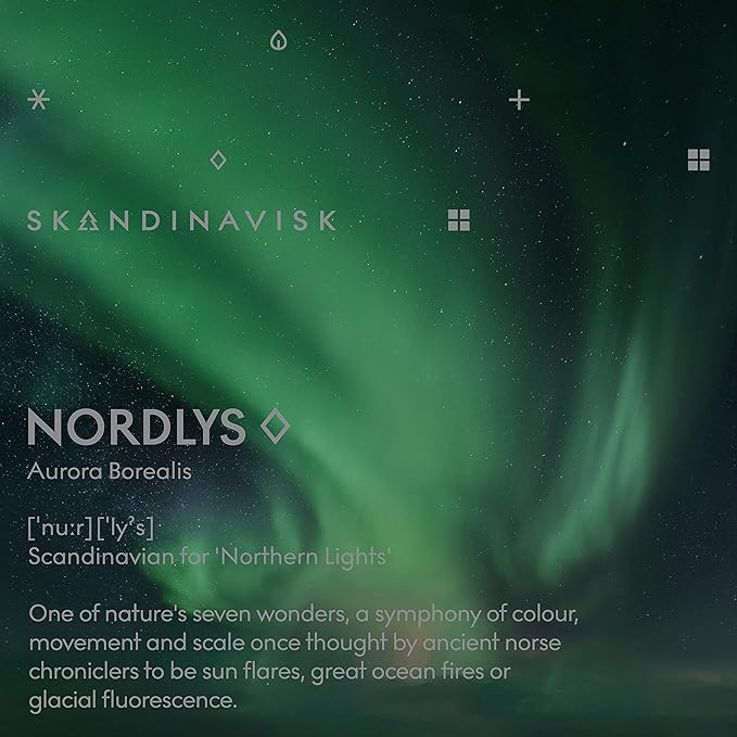 Skandinavisk NORDLYS 'Northern Lights' Scented Candle. 2 Wicks. Fragrance Notes: Arctic Intensity and Celestial Colour, a Symphony for Senses. 14.1 oz.