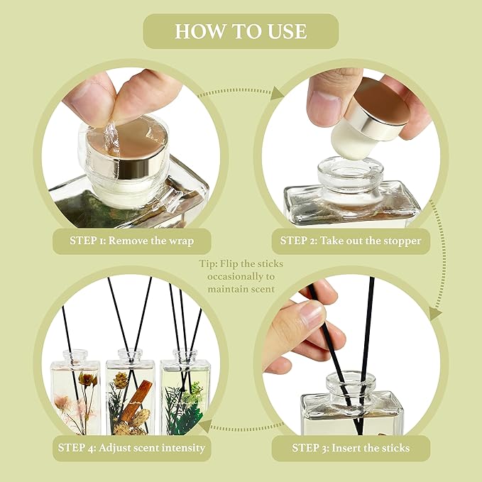 Reed Diffuser Set, 5 fl oz Oud Bergamot Scented Oil Diffuser, Home Fragrance with Cotton Reed Sticks for Bedroom, Office, Bathroom Shelf Decor & Gifts