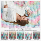 Cozy Bliss Faux Fur Throw Blanket for Couch, Fuzzy Soft Plush Thick Bubble Blanket for Sofa Bedroom Living Room,50 * 60 Inches Tie-dye Rainbow