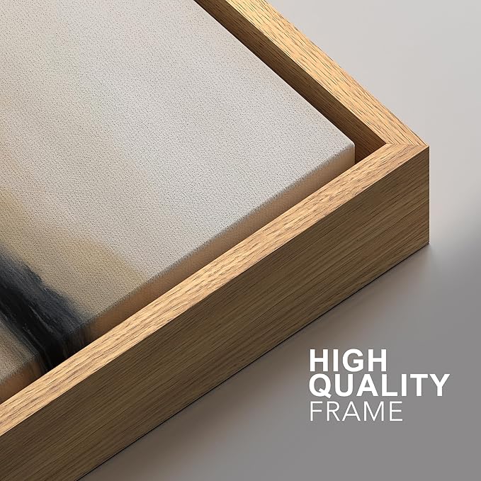 SIGNFORD Framed Canvas Print Wall Art Set Abstract Mountain Landscape Neutral Beige and Black Illustration Modern Art Decorative Nordic Nature for Living Room, Bedroom, Office - 24"x36"x2 Natural