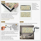 SIGNWIN 24"x46" Extra Large Framed Wall Art Vintage Botanical Floral with Golden and Teal Leaves, Elegant Nature Illustration for Home Living Room Bedroom Decor (Frame Assembly Required)