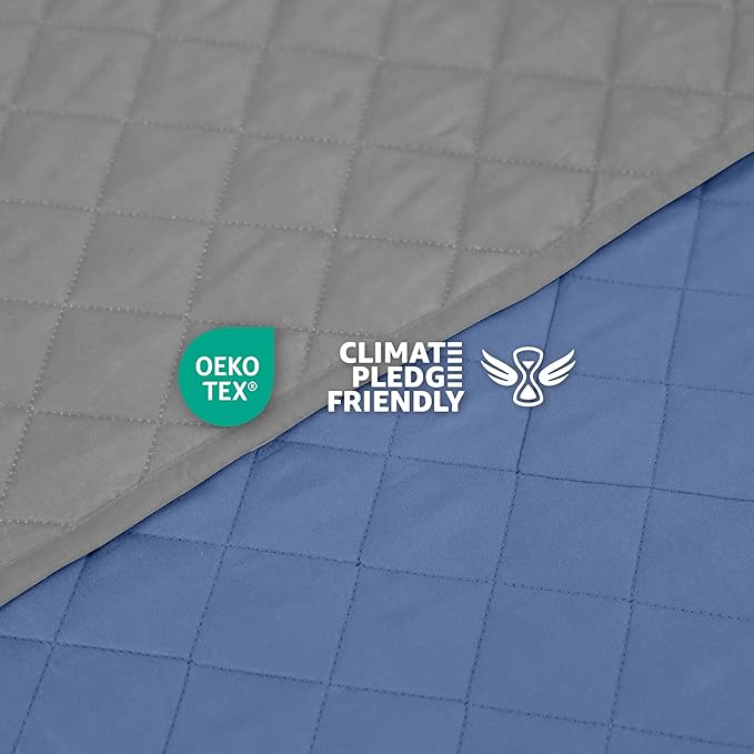 Martex Reversible Coverlet – Twin Bed Quilt – Lightweight Twin Size Bedding – Durable Quilts for Bed – Soft - Easy Care Bedding – Ceil Blue/Gray