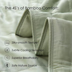 EP Mode Lightweight Quilt Blanket for Summer, Viscose from Bamboo Fabric & Filling, Natural, Breathable & Machine Washable- Sage Green, King