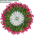 20 Bundles Artificial Flowers for Outdoor Fake Plants for Spring Decoration,Faux Eucalyptus Flowers for Planter UV Resistant Lifelike for Home Porch Garden（Rose Red）