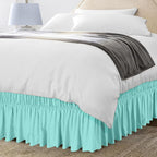 Utopia Bedding Queen Elastic Bed Ruffle - Easy Wrap Around Ruffle - Microfiber Bed Skirt with Adjustable Elastic Belt 16 Inch Tailored Drop - Hotel Quality Bedskirt, Fade Resistant (Queen, Spa Blue)