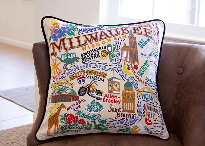 Catstudio Milwaukee Embroidered Decorative Throw Pillow