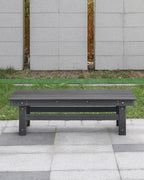 HDPE Outdoor Bench, 55" Patio Bench Outdoor Furniture, Poly Lumber Adirondack Benches, Fade-Resistant HDPE Garden Backless Benches for Park, Poolside, Porch, Smoke Gray