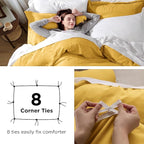 Bedsure Mustard Yellow Duvet Cover Twin/Twin XL Size - 2 Pieces Prewashed Cotton-Like Extra Soft Bedding Set, Includes 1 Twin Duvet Cover 68x90 Inches with Zipper Closure & 1 Pillow Sham, No Comforter