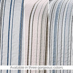 Southshore Fine Living, Inc. Oversized Queen Quilt Set, Striped Blue/White Quilt Bedspread Queen/Full, 3-Piece Coastal Bedding Set with Lightweight Coverlet and Matching Quilted Shams, Blue Stripes