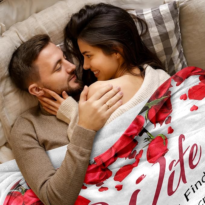 Gifts for Wife from Husband - Anniversary Wedding Gifts for Women - Wife Christmas & Birthday Gift Ideas - Romantic I Love You Gift for her - Valentines Present for Her - to My Wife's Blanket 60"x80"
