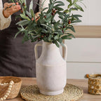 Mitt&Ditt Ceramic Flower Vase with Handles, 11 inch Tall Off-White Vase, Large Decorative Terracotta Vases, Farmhouse Rustic Pottery Vases for Home Decor, Living Room, Table