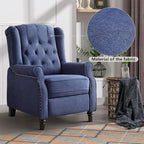 CANMOV Push Back Recliner Chair Set of 2, Modern Fabric Wingback Recliner Chair, Comfy Armchair Single Sofa Accent Chair with Padded Seat and Nailhead Trim, Tufted, Dark Blue