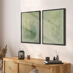 SIGNFORD Framed Canvas Print Wall Art Set Whimsical Green Wildflower Illustration Modern Art Decorative Nordic Nature for Living Room, Bedroom, Office - 16"x24"x2 Black