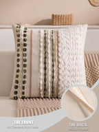 Boho Chenille Tufted Couch Throw Pillow Covers 18x18 Inch Set of 2 Farmhouse Striped Decorative Pillow Covers Accent Neutral Square Pillowcase Green Cushion Covers for Livingroom Sofa Bed