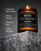 Scented Candles for Men | Firewood & Campfire Scented|Wooden Wick, Long Lasting, Masculine Scents | Natural Soy Jar Candle for Home, Bachelor Pad Decor | The Perfect Mens Gift.