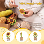 Gossby Handmade Positive Sunflower Doll Crochet with Card - Thank You for Helping Me Grow - Teacher Appreciation Gift from Student - Christmas, Birthday, Graduation, Thank You Gift for Teacher