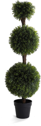 Bornbridge Artificial Cypress Topiary Ball Tree - 4' Cypress Ball Tree - Indoor/Outdoor Topiary Trees (1 Pack)